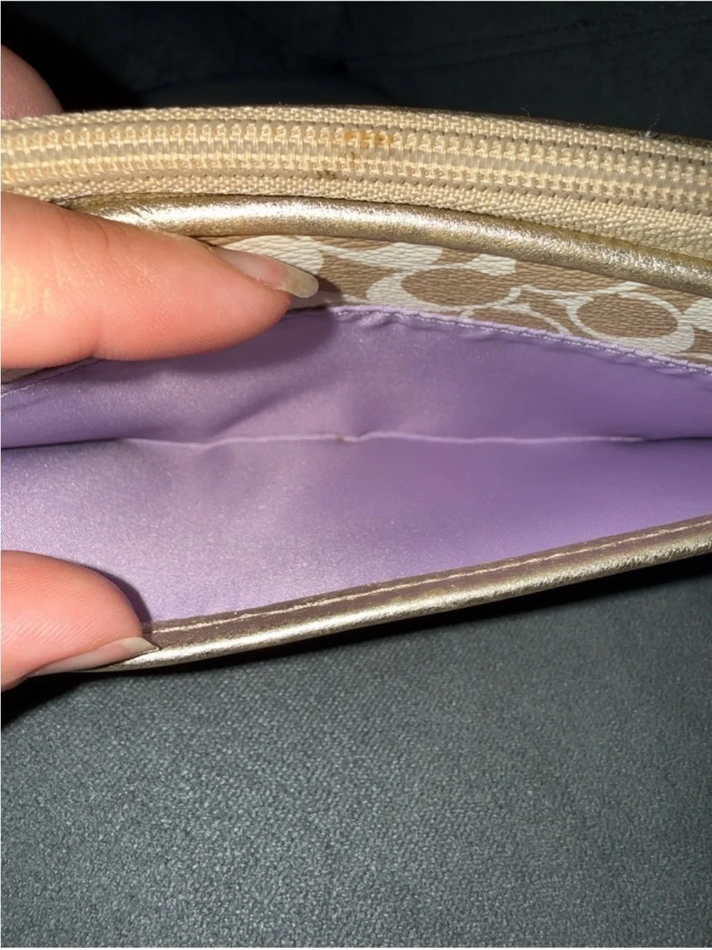 Coach Metallic Signature Beige Wristlet Wallet